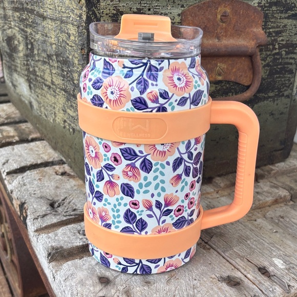 Wellness Double Wall Floral Stainless Steel Insulated Mug 64oz - Picture 1 of 5